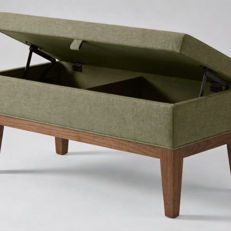 Sage Green Rectangular Fabric Storage Ottoman